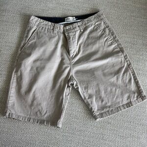 Men's Beige Flat Front Shorts